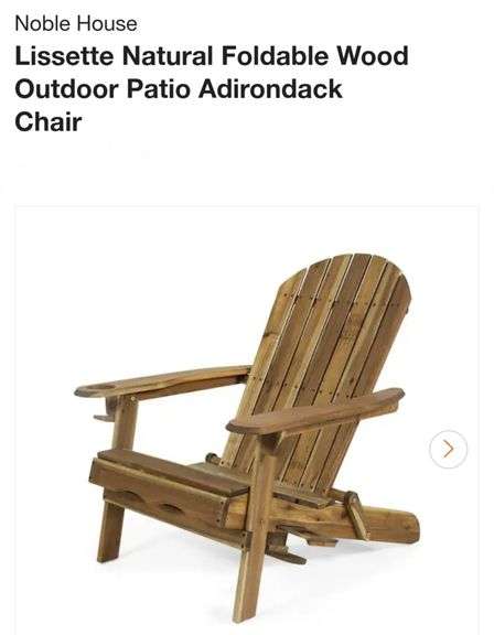 Noble House Lissette Natural Foldable Wood Outdoor Patio Adirondack Chair