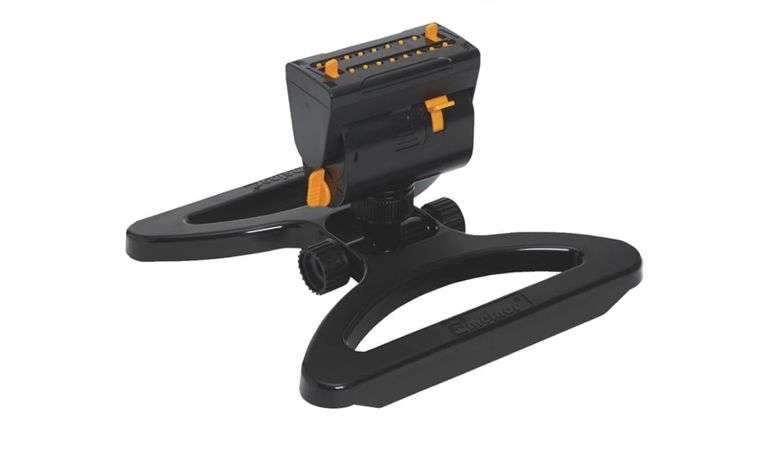 Melnor 65178AMZ MiniMax Turbo Irrigatore oscillante su treppiede, 4000 mq, regolabile in 4 vie, pacchetto di connessione rapida, nero, giallo