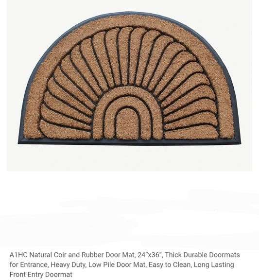 Natural Coir and Rubber Door Mat, 24”x36”