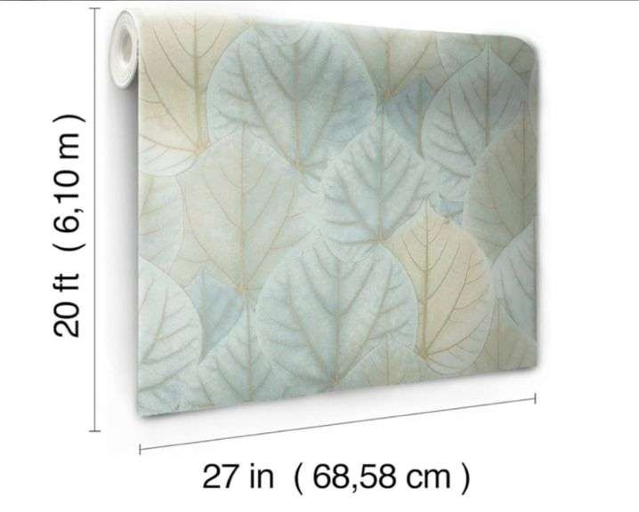 (3) York Wallcoverings Candice Olsen PSW1427RL Turquoise Leaf Concerto Peel and Stick Wallpaper, 27in X 20 FT=45 SQ FT