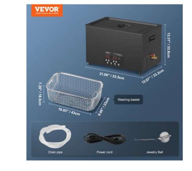 VEVOR 30L Sonic Cleaner, 600W Digital Ultrasonic Cleaning Machine with Upgraded Degassing and Gentle Mode, 40kHz Industrial Ultrasound Cleaner with Timer and Heater for Retainer Jewelry Tools