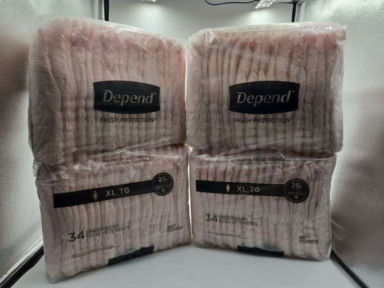 (2) Depend Fresh Protection Underwear Size XL 34ct Each