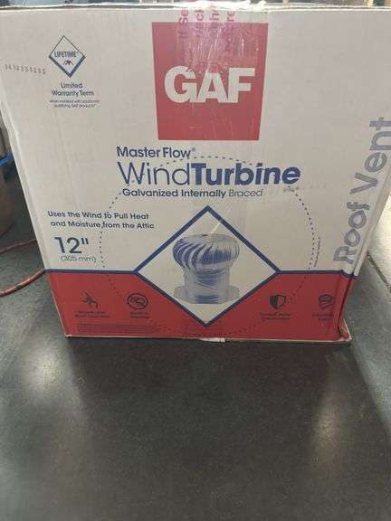 GAF Master Flow 12 in. Black Galvanized Internally Braced Dual-Bearing Wind Turbine