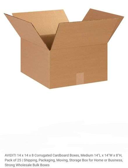 AVIDITI 14 x 14 x 8 Corrugated Cardboard Boxes, Medium 14"L x 14"W x 8"H, Pack of 25