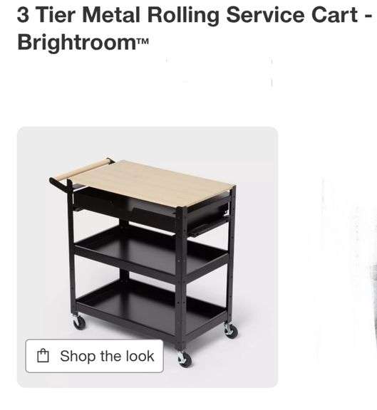 3 Tier Metal Rolling Service Cart - Brightroom