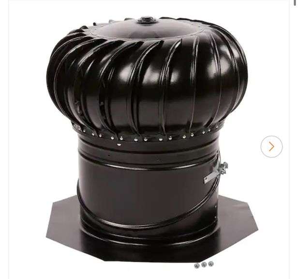 GAF Master Flow 12 in. Black Galvanized Internally Braced Dual-Bearing Wind Turbine