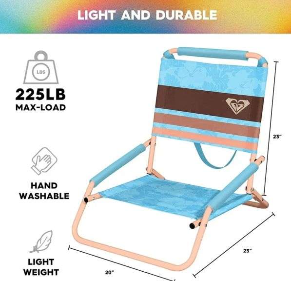 Roxy Low Beach Chair – Lounge Chair Outdoor, Lightweight, Folding, and Portable Seating