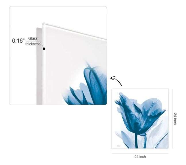 Empire Art Direct Frameless Free Floating Tempered Glass Panel Graphic Wall Art Ready to Hang, 24" x 24", Lusty Blue Tulip