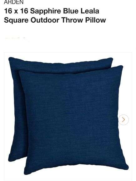 6ct ARDEN 16 x 16 Sapphire Blue Leala Square Outdoor Throw Pillow