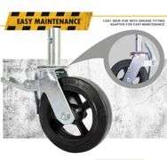 MetalTech 8-inch Cast Iron and Rubber Heavy-Duty Caster Wheels with Double-Lock Locking Pedal for Metaltech Scaffolding, 4-Pack