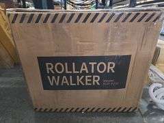 ELENKER All-Terrain Rollator Walker with 10” Non-Pneumatic Wheels, Sponge Padded Seat and Backrest, Fully Adjustment Frame for Seniors, Red