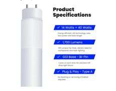 Feit Electric T8 LED Bulbs 4 Foot, 32 Watt Equivalent, Type A Tube Light, Plug & Play, T8 or T12 LED Fluorescent Replacement, Frosted, T48/830/LEDG2/4, 3000K Warm White, (Pack of 4)