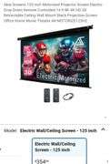 Akia Screens 125 inch Motorized Projector Screen Electric Drop Down Remote Controlled 16:9 8K 4K HD 3D Retractable Ceiling Wall Mount Black Projection Screen Office Home Movie Theater AK-MOTORIZE125H2