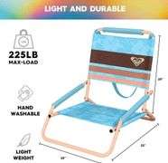 Roxy Low Beach Chair – Lounge Chair Outdoor, Lightweight, Folding, and Portable Seating