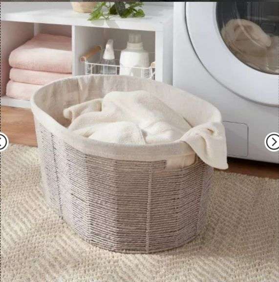 Twisted Paper Rope Oval Laundry Basket - Brightroom™: Gray, Removable Liner