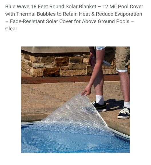 Blue Wave 18 Feet Round Solar Blanket – 12 Mil Pool Cover with Thermal Bubbles to Retain Heat & Reduce Evaporation – Fade-Resistant Solar Cover for Above Ground Pools – Clear