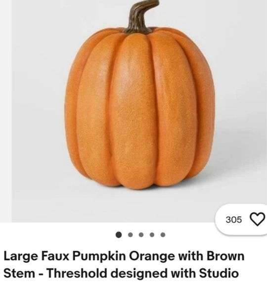Large Faux Pumpkin Orange with Brown Stem