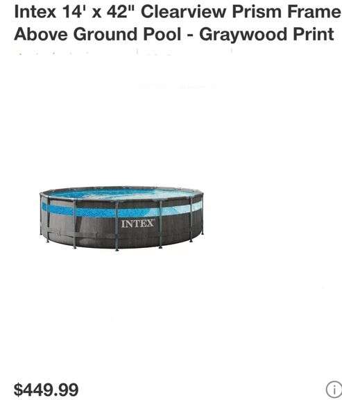 Intex 14' x 42" Clearview Prism Frame Above Ground Pool - Graywood Print