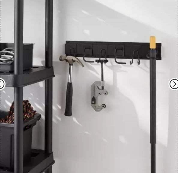 Garage Tool Hook and Rail Kit - Brightroom™: Steel Utility Storage Rack, Garage Organization, Broom Holder, Black