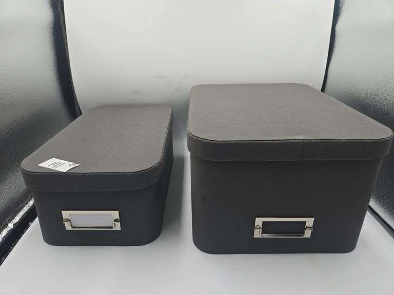 2 Gray Storage Containers 10"x13" & 8"x13"