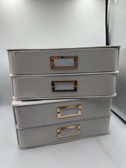 2 Drawer Decorative Fabric Box Ivory - Brightroom™: Rectangle, Off-White, Paper & Polyester, Spot Clean, 6"x10"x13"