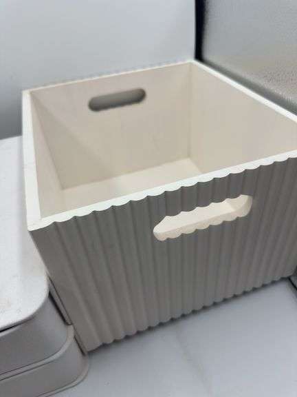 Wood Bin and 2 Drawer Decorative Fabric Box Ivory - Brightroom™: Rectangle, Off-White, Paper & Polyester, Spot Clean, 6"x10"x13"