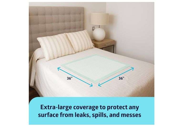Medline Super Absorbent Underpad, 36" x 36", 50 Count, Extra Large Disposable Incontinence Pads, Protective Bed Pads, Chucks, For Kids, Adults, Elderly, Furniture & Surface Protection Pee Pad