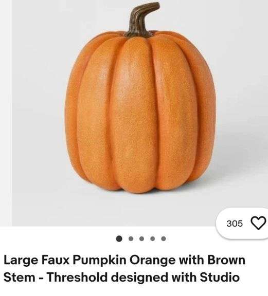 Large Faux Pumpkin Orange with Brown Stem