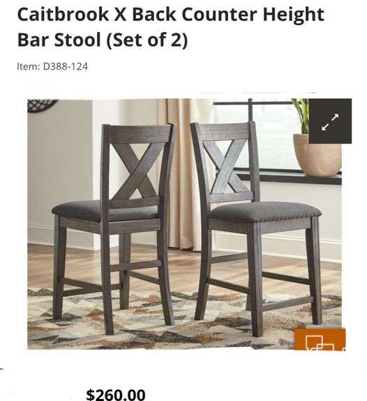 Caitbrook X Back Counter Height Bar Stool (Set of 2)