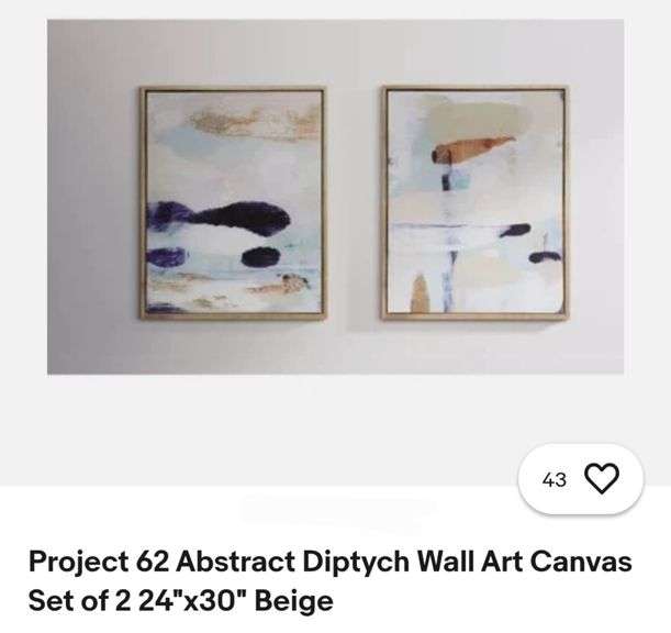 Read! Project 62 Abstract Diptych Wall Art Canvas Set of 2 24"x30" Beige