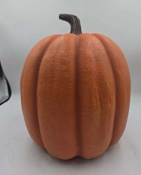 Large Faux Pumpkin Orange with Brown Stem