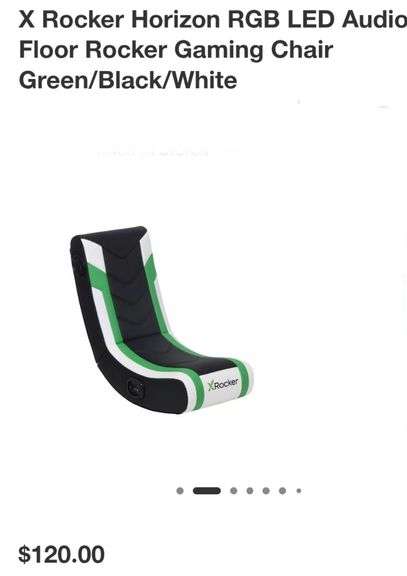 X Rocker Horizon RGB LED Audio Floor Rocker Gaming Chair Green/Black/White