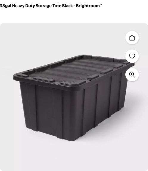 38gal Heavy Duty Storage Tote Black - Brightroom