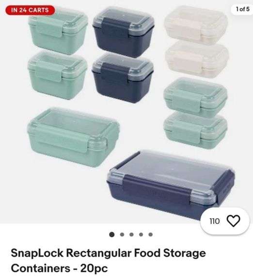 SnapLock Rectangular Food Storage Containers - 20pc