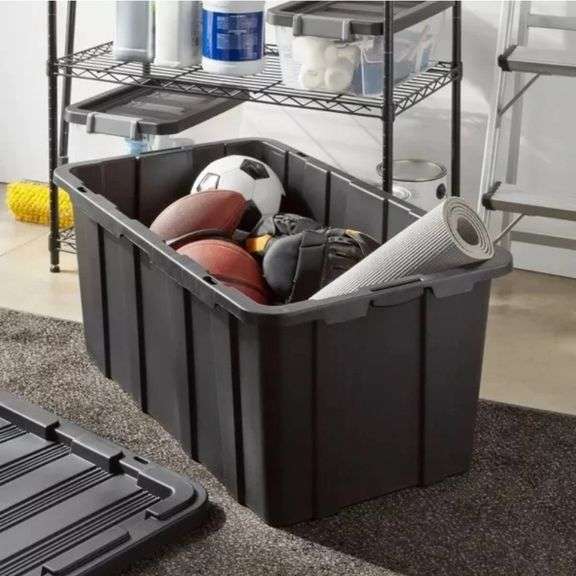 38gal Heavy Duty Storage Tote Black - Brightroom