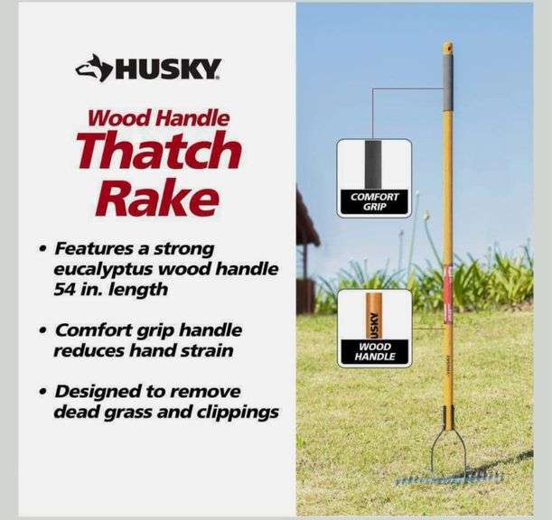 Husky Thatching Rake 19-Tine Steel Adjustable 61.4