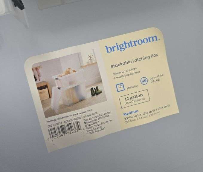 Medium Frosted Latching Storage Box - Brightroom™: Stackable Polypropylene Tote with Lid, 48L Capacity