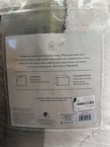 Threshold Full/Queen Cozy Faux Shearling Comforter and Sham Set, Green
