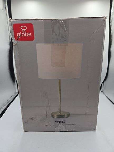 GLOBE Electric 67539 19" Table Lamp, Matte Gold, White Linen Shade, On/Off Switch on Socket, 5-Foot Plug-in Cord, Minimalist Light for Living Room, Bedroom, or Kitchen, E26 Base, Timeless