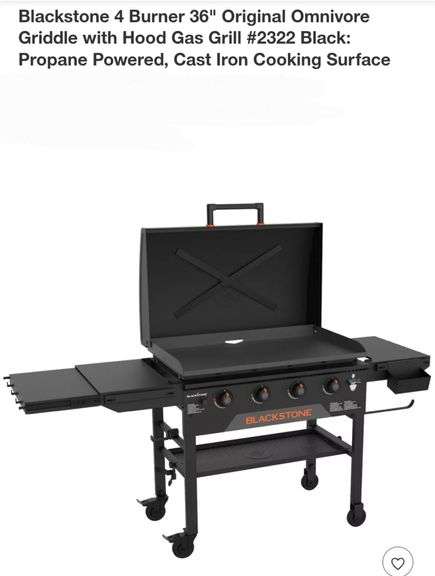 Blackstone 4 Burner 36" Original Omnivore Griddle with Hood Gas Grill