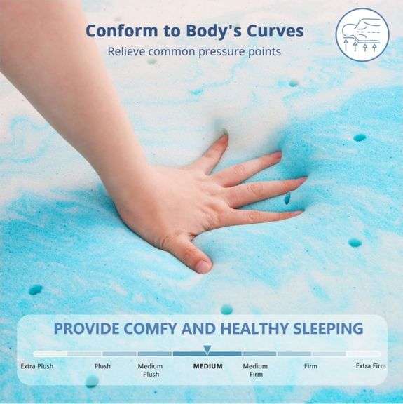 Aidoly Twin Size 2 inch Cool Memory Foam Mattress Topper, Pressure Relief Cushion