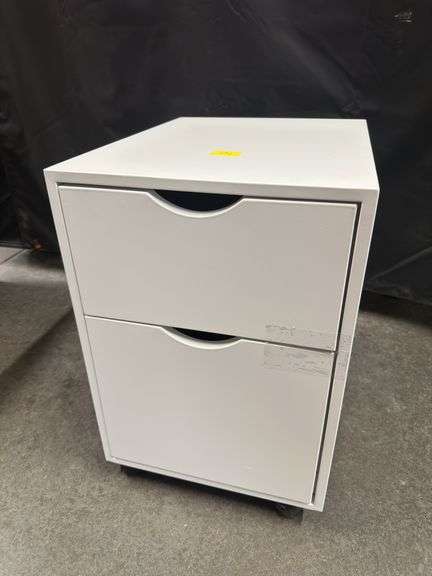 BRIGHTROOM METAL 2 DRAWER FILE CABINET ON WHEELS, 24” H x 16” W x 20”D, WHITE