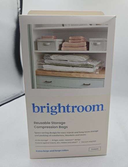 3pc Cube Compression Bags Set Clear - Brightroom™: Vacuum Seal Storage for Clothes & Bedding, Zipper Closure