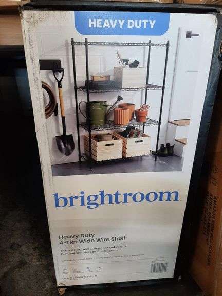 4 Tier Wide Wire Shelving Black - Brightroom™: Steel Storage Shelves, Adjustable Wire Rack, 350 lb Capacity