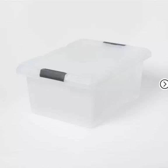 Medium Frosted Latching Storage Box - Brightroom™: Stackable Polypropylene Tote with Lid, 48L Capacity