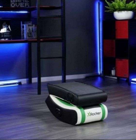 X Rocker Horizon RGB LED Audio Floor Rocker Gaming Chair Green/Black/White