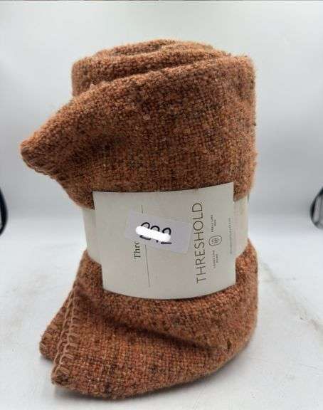 Threshold 60x50" Marled Boucle Textured Wool Cozy Throw Blanket, Orange