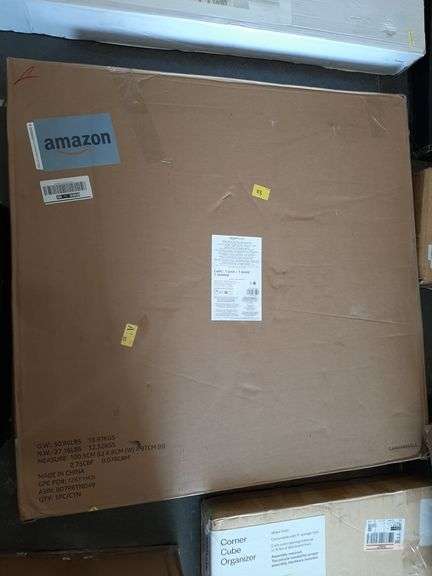 Amazon Basics Bed Frame with Storage, Foldable Metal Platform, Sturdy Steel, No Box Spring Needed, 14-inch High, Tool-Free Setup, Queen Size, Black