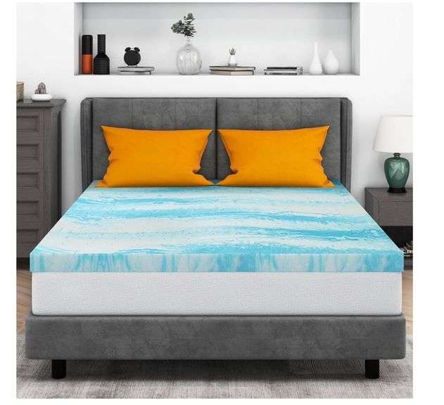 Mattress Topper Full, 3 Inch Gel Memory Foam Bed Topper for Full Size Bed, Blue