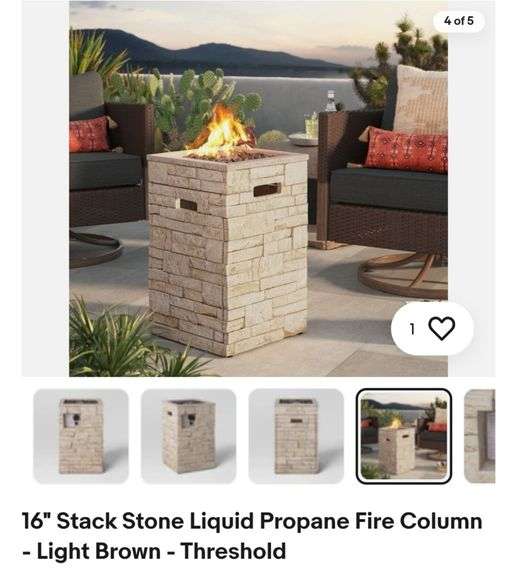 16" Stack Stone Liquid Propane Fire Column - Light Brown - Threshold